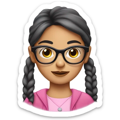 Mädchen mit zwei pinken Zöpfen und Nerd Brille und fetter zahnspange  sticker