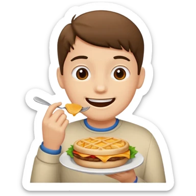 happy face eating food sticker