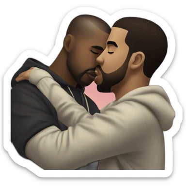 Kanye west giving a kiss to drake the singer sticker