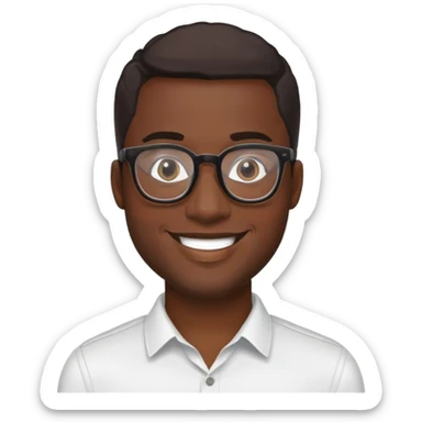 Black handsome guy with glasses smiling  sticker