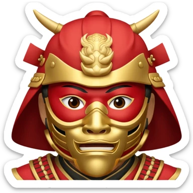 Samurai with red and gold armor and they have a detailed mask covering their mouth but only covering their nose and down sticker