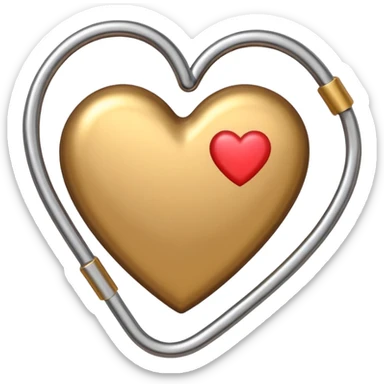 one gold paper clip and on top of the paper clip is a brown heart sticker