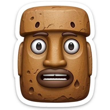 Poop with moai face sticker