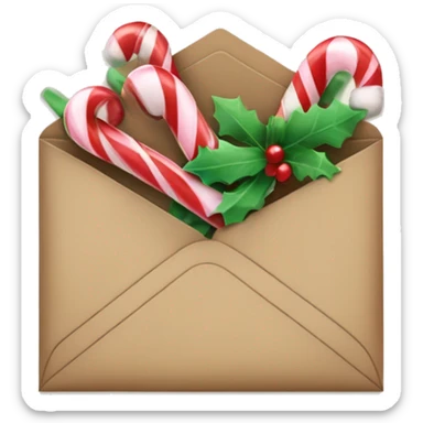 envelope with candy canes and mistletoes sticker