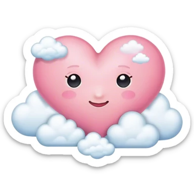 a pink heart with clouds and thinking bubble emoji sticker