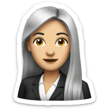 Female Germany leader with straight long black hair sticker