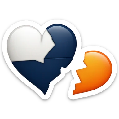  broken heart (one half orange the other half navy blue) sticker