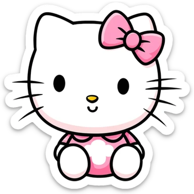 Hello Kitty kawaii con un lazo rosa ￼ sticker