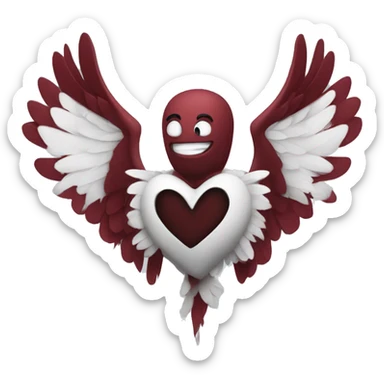 Dark red heart with white wings  sticker