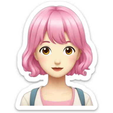 Nana Komatsu in Anime with pink hair sticker