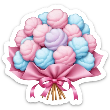 Cotton candy flower bouquet, elaborate Chinese street food art sticker