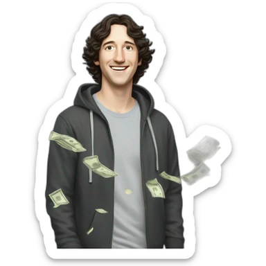 josh brener from silicon valley, realistic with hoodie dancing in the money rain sticker