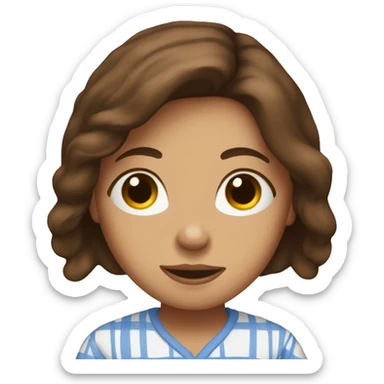 Brown haired girl in pjs with coffee  sticker