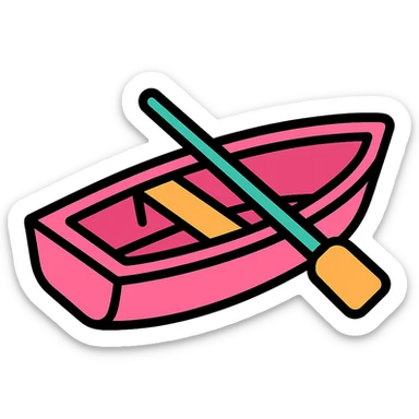 modern pink rowing boat sticker