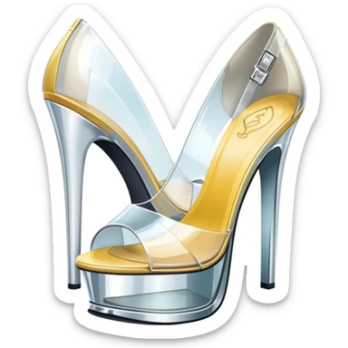 ultra realistic pair of platform open toe glass heels sticker