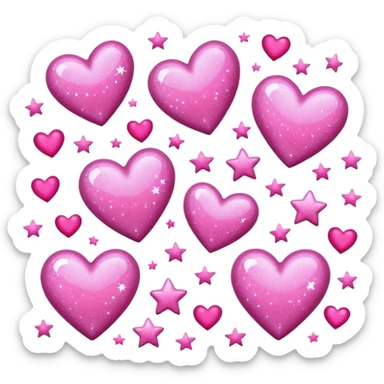 Pink Glitter Stars and Hearts sticker