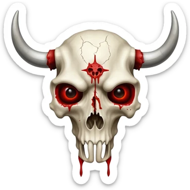 Bull skull with bloody eye sockets sticker