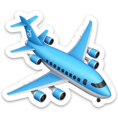 Créame un emoji que sea el contorno de un triángulo y adentro un avión azul  sticker