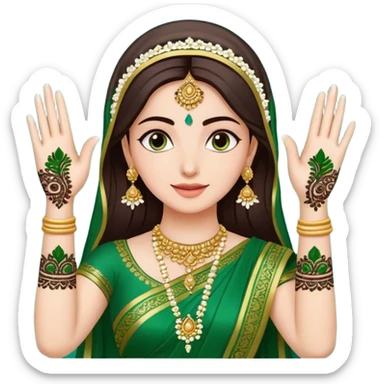 bride in mehendi Ceremony in green saree sticker