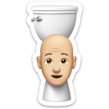 a bald head sticking out of a toilet sticker