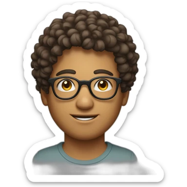 jeune homme avec les cheveux bouclée et des lunettes rondes sticker