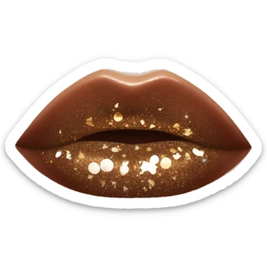 Brown ombre lip gloss with a lot of glitter sticker