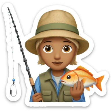 Someone fishing a fish. sticker