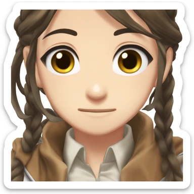 Sasha Braus brown hair hair in a ponytail anime attack on titan sticker