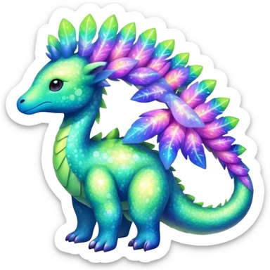 Shiny Exotic Cute Nebulae Sparkly Meganium-Aurorus-Amaura-Hybrid-Creature with pattern-markings sticker