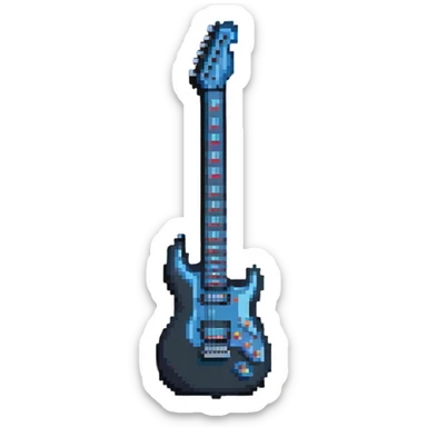 8-bit retro electric guitar, gaming style sticker