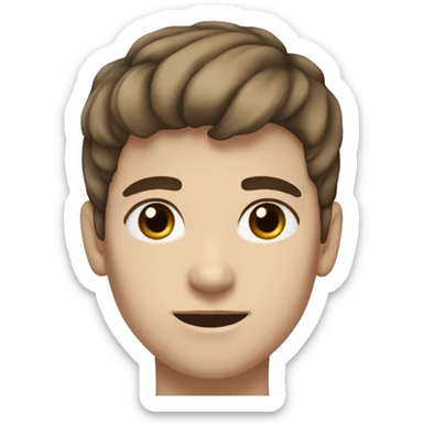 A boy teenage brown hair and white skin black eyes end thick brows  sticker