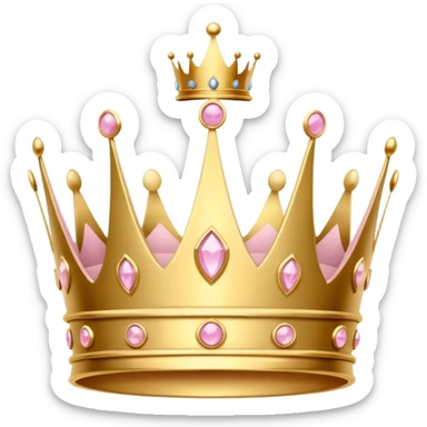 A luxurious golden crown with light pink accents and elegant details, featuring a prominent empty space  sticker