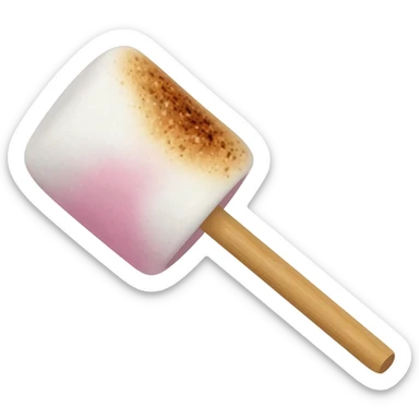 A stick with a line of marshmallows on it. The marshmallows should go pink and then white and then pink and then white and they should be perfectly toasted sticker
