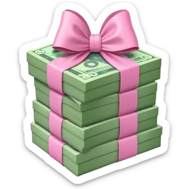 Forest Green Australian $100 notes stacked together and wrapped in a pink bow sticker