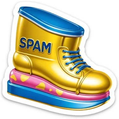 Jeff Koons style spam can shoe sculpture  sticker