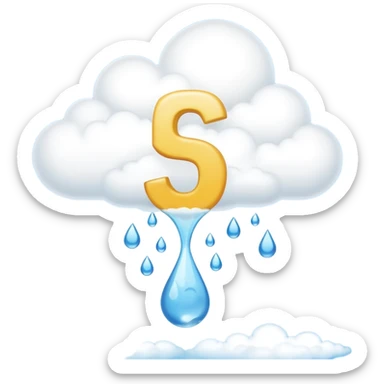 whimsical image of fives pouring from a cloud, some bouncing off the ground like raindrops, emoji style sticker
