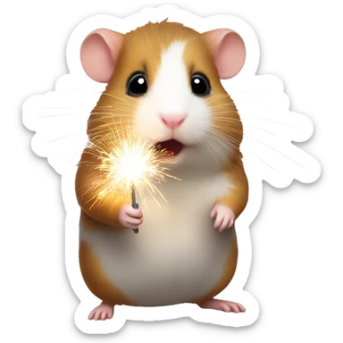 Christmas hamster with sparkler sticker