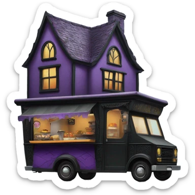 Fantasy Wednesday Addams haunted dream house on food truck  sticker