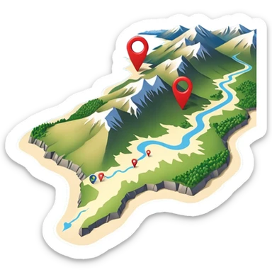 gps pin locaters on a wider range of map - buller nz sticker