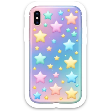 Colorful shiny pastel iPhone with cute bright light whitish pastel stars on it  sticker