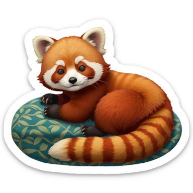 furry, hyperealistic, detailed red panda with its eyes closed napping flat on a earthy colored rug, isolated, must have a transparent background, 4k. Must not be poor quailty, must be high resolution, must not be blurry, no emoji faces, no emoji icons, dpi 300 sticker