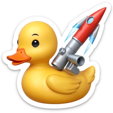 Rubber duck holding a rocket launcher sticker
