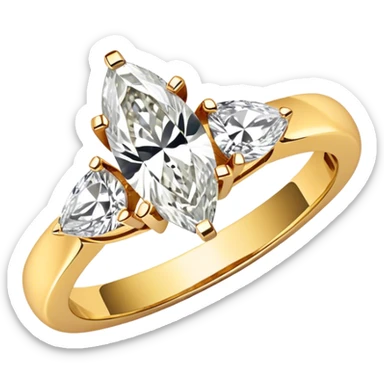 Gold Marquise diamond ring sticker
