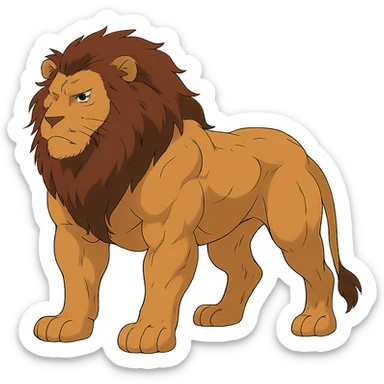 muscular lion sticker