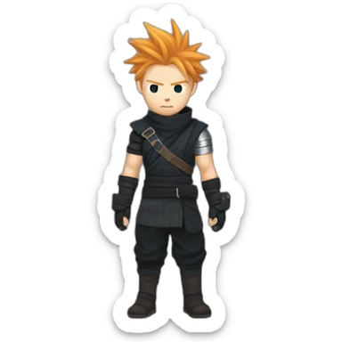 Ginger cloud strife with ninja clothes sticker