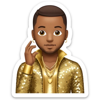 Pleasure P, R&B Singer from Pretty Ricky with dark brown hair, gold sequin outfit sticker