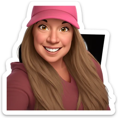 smiling girl in pink hat sticker