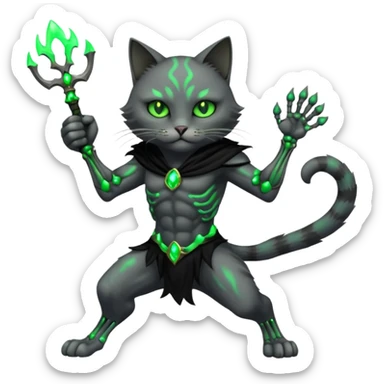 cat hades has death powers. dynamic pose sticker