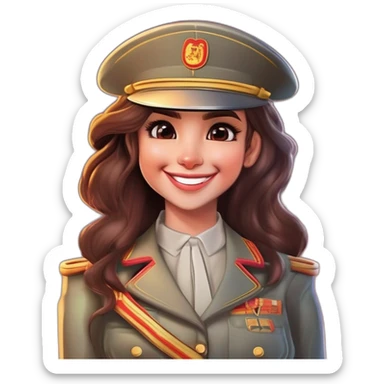 Spanish Lieutenant abadin, is a young girl that always is smailing, su color de pelo oscuro pero su piel clara sticker