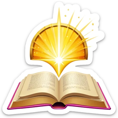 Un libro con un aura de colores vibrantes, con destellos dorados flotando a su alrededor,  un rayo de luz atravesándolo, simbolizando la explosión de creatividad sin miedo. book of creative art power  sticker